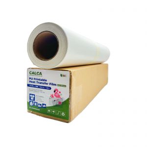 US Stock, CALCA 19.7" x 98´ Roll White Color 270 Micron PU Heat Transfer Vinyl Eco-Solvent Printable Vinyl For Dark T-shirt Fabric