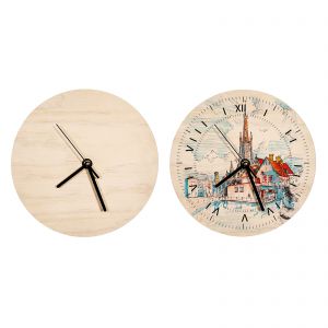 US Stock CALCA 20pcs 11.8" Sublimation Blank PlyWood Round Wall Clock Decor DIY Heat Transfer Press Printing