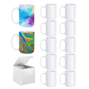 US Stock, CALCA 36 Pack 15OZ Sublimation White Ceramic Mug Blanks Coffee Cup Mug Blank with White Box(Local Pick-Up)