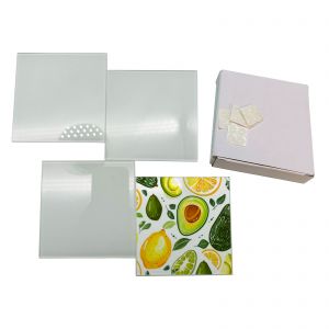 CALCA 120 Pcs Sublimation Blank Glass Coasters, 3.9 Inch Square Insulated Photo Coasters with Foot Pads