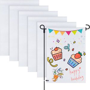 CALCA 10PCS 12x18Inch Sublimation Blanks Garden Flags Double-Sided Solid Yard Garden Polyester Flag Banners Blank for Heat Press for Indoor Outdoor Garden Decoration (Flag Only)