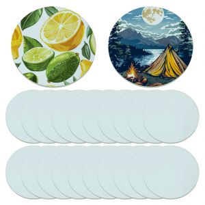 US Stock, CALCA 120 Pcs Sublimation Blank Glass Coasters, 3.9 Inch Rounde Insulated Photo Coasters with Foot Pads