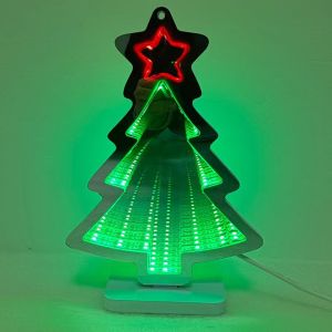 Christmas Tree Desktop Lamp Mirror Tunnel Light, LED Night Light 3D Mirror Light (Double Sided) USB 5VDC