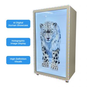 CALCA 86-inch Smart Holographic Cabin Display LCD Transparent Showcase/3D Holography Box with Light Strip, Rounded Corners