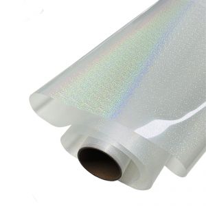 CALCA 23.6in x 32.8ft/60cm x 10m DTF Clear Glitter Holographic Film Roll, Cold Peel