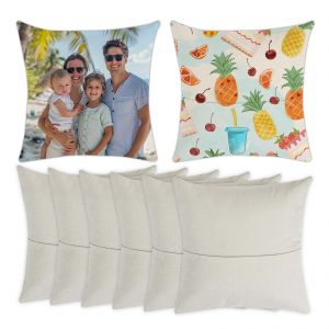 CALCA 10PCS 15.75"x15.75" Blank Linen Pocket Pillowcase Cushion Covers - Sublimation & DTF Printable for Custom Designs