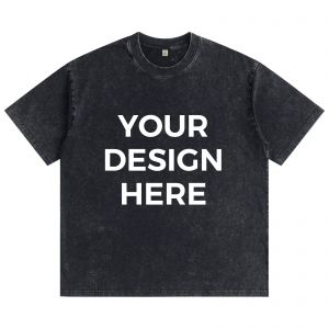 Custom Washed Distressed T-Shirts – 6.8 oz Black, Premium DTG Print, Wholesale Available