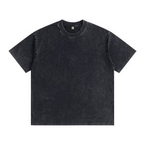 CALCA 6.8 oz Heavyweight Washed Distressed T-Shirt – Black Unisex Blank Tee