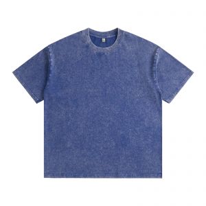 CALCA 6.8 oz Heavyweight Washed Distressed T-Shirt – Blue Unisex Blank Tee