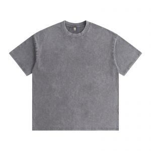 CALCA 6.8 oz Heavyweight Washed Distressed T-Shirt – Grey Unisex Blank Tee