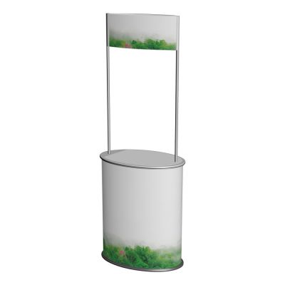 Oval Shape Portable Trade Show Counter with Top Board