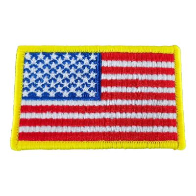 12PCS American Flag Yellow Border Embroidery Iron on Sew on Tactical Patch 3.35" x 2"