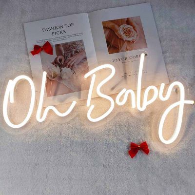 UK Stock, CALCA Warm White Oh Baby Neon Sign,Size- 23.5X 11.8inches