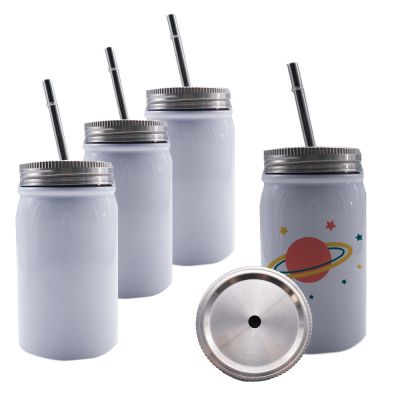 US Stock, CALCA 25pcs Sublimation Blanks Mason Jar Tumbler with Lids and Straws Stainless Steel 17OZ White Double Wall Vacuum Insulated Mug(Local Pick-Up)