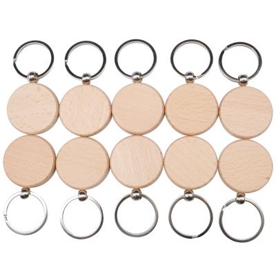 10 Pcs Round Blank Wood Keychain Diy Custom Wood Key Chains Key Tags Personalized Wood Accessories Gifts