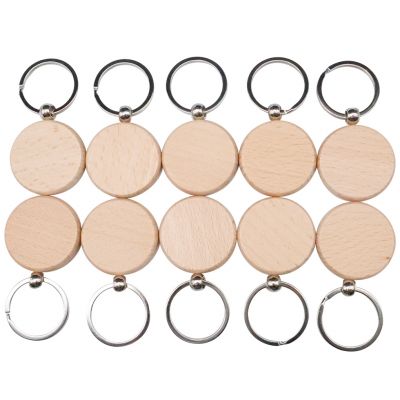 CALCA 20 Pcs Round Wood Keychain Key Tags Personalized Wood Accessories Gifts