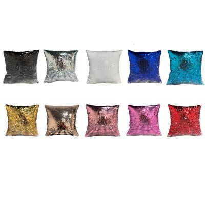 CALCA 10PCS Mixed color Square Blank Reversible Sequin Magic Swipe Pillow Cover Cushion Case for Sublimation