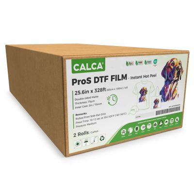 2 Rolls/Pack CALCA ProS Instant Hot Peel 25.6in x 328ft DTF Transfer Film, Double sided