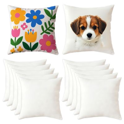 10pcs 11.8in x 11.8in Plain White Sublimation Pillow Case Blanks Cushion Cover Throw Pillow Covers Embroidery Blanks (30 x 30cm)