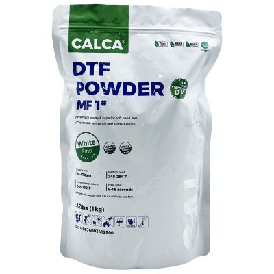 CALCA MF1 Direct to Film TPU DTF Powder, Digital Transfer Hot Melt Adhesive Powder (2.2lbs Pack, 1kg, Fine, White)
