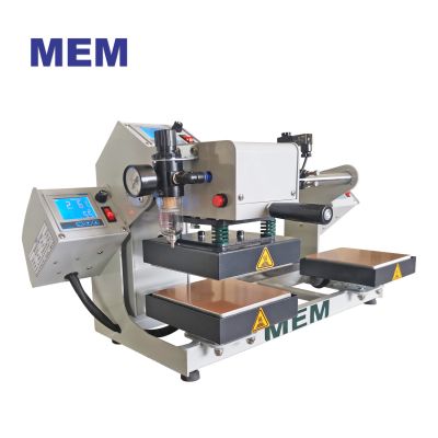 MEM 6" x 6" Semi-Automatic Pneumatic Double Station Top and Bottom Heat Presse Machine with Laser Positioning System