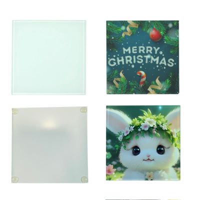 120Pcs 3.9in Square Glossy Sublimation Glass Coasters with Anti Slip Pads