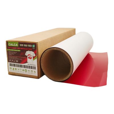 CALCA 13in/33cm DTF Cherry Red Metallic Film Roll,Cold Peel