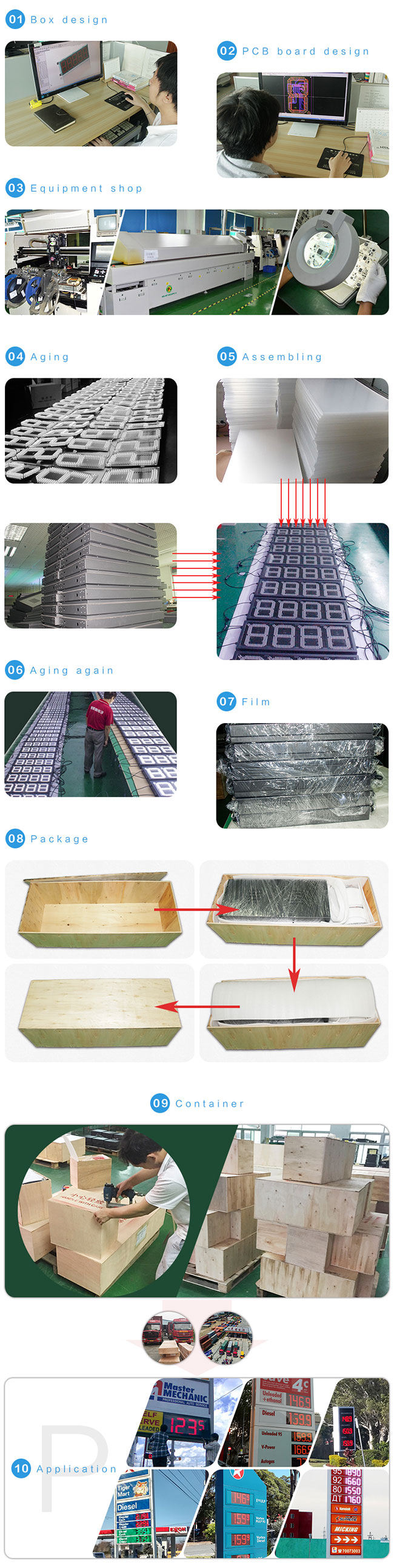 LED Gas Station Electronic Fuel Price Sign Red Color